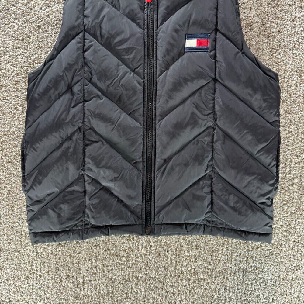 Vintage Tommy Hilfiger Down‎ Puffer Vest Mens Medium Black Full Zip 2000 Y2K VTG - Picture 5 of 15
